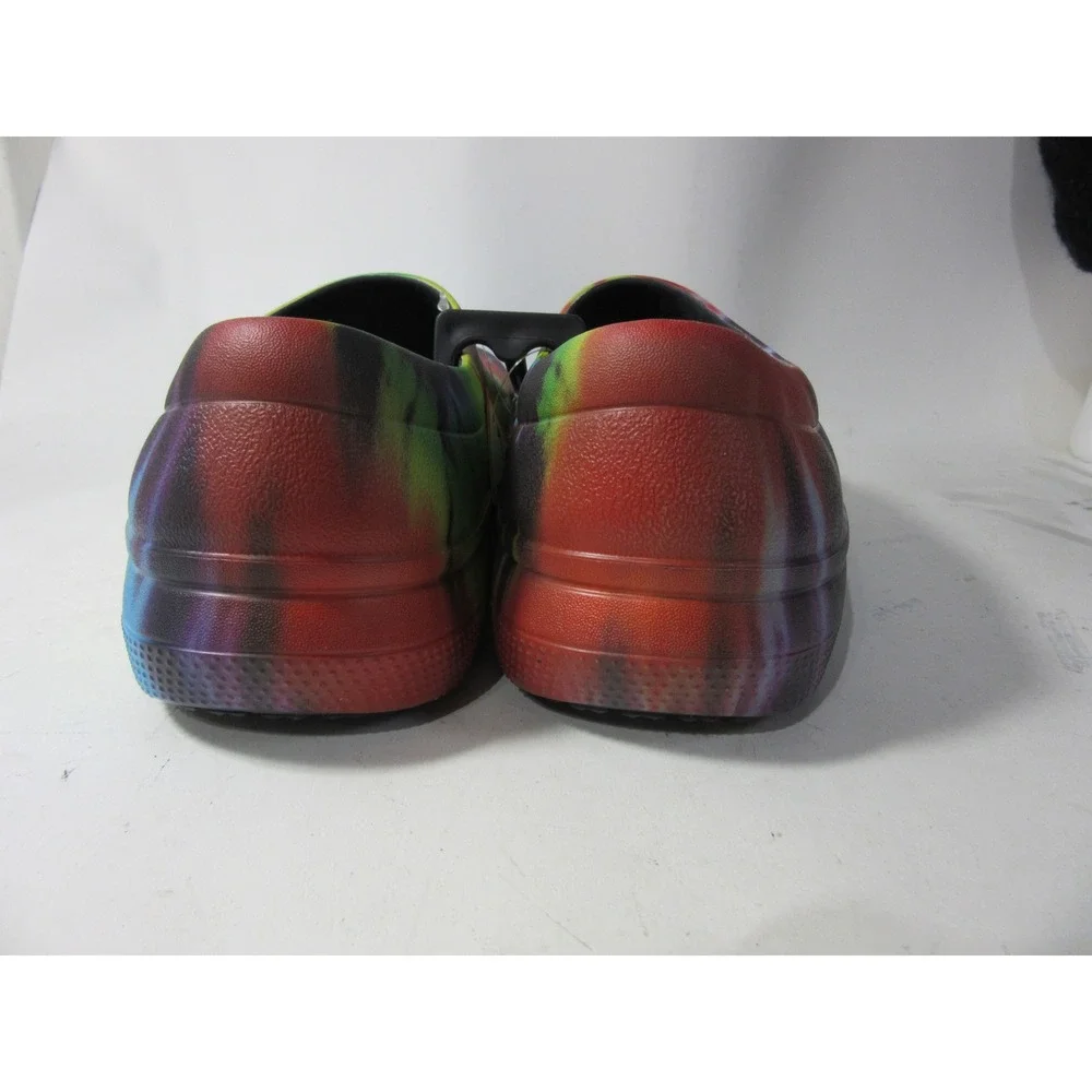 Crocs On-the-Clock Work Clog Mens 12 Rainbow Tie Dye New Slip Resistant